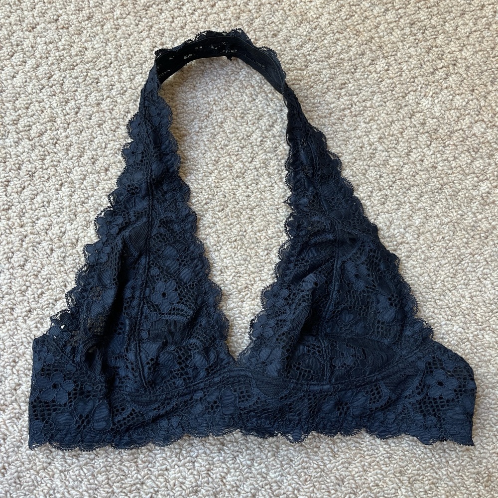 Free People Intimately Black Galloon Lace Halter Bralette